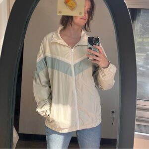 Original Use Women's Cream and Light Blue Bomber Jacket